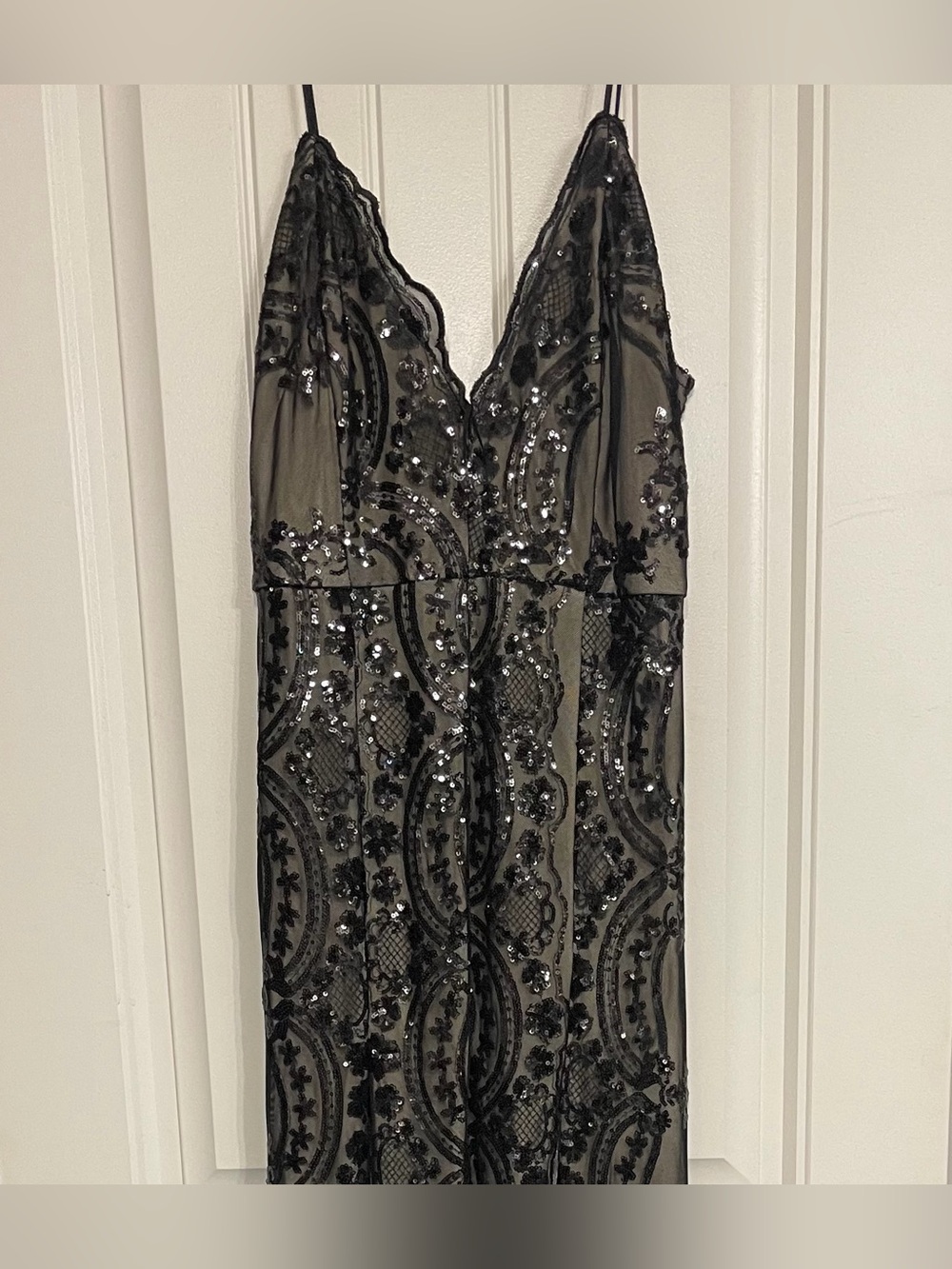 Strapless Black Sequin Embellished Slip Dress
